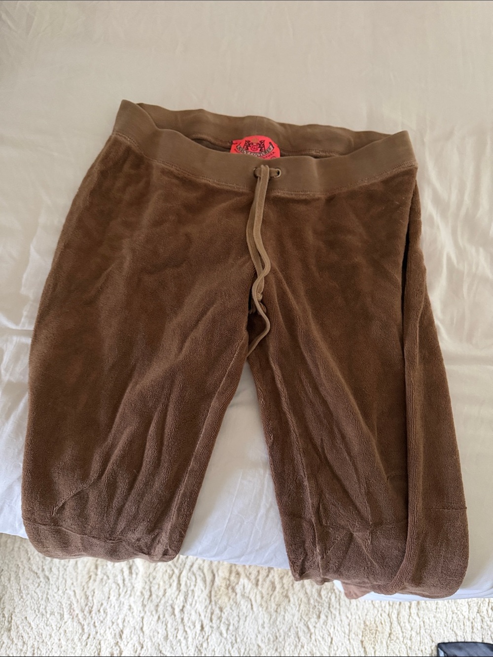 Juicy Couture Brown Velour Track Pants with Drawstring Waist
